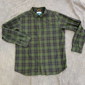 Columbia Green Plaid Casual Dress Shirt sz XL